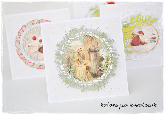 Kartka Bożonarodzeniowa, tradycyjna, scrapbooking