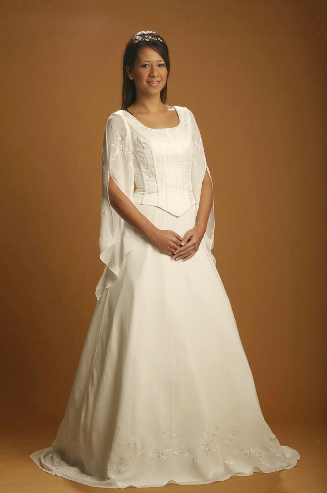 Medieval White Celtic Wedding  Dresses  Long Sleeves  Design