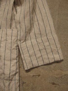 TOUJOURS "Gown Coat - Washed Linen Stripe Chambray Cloth"