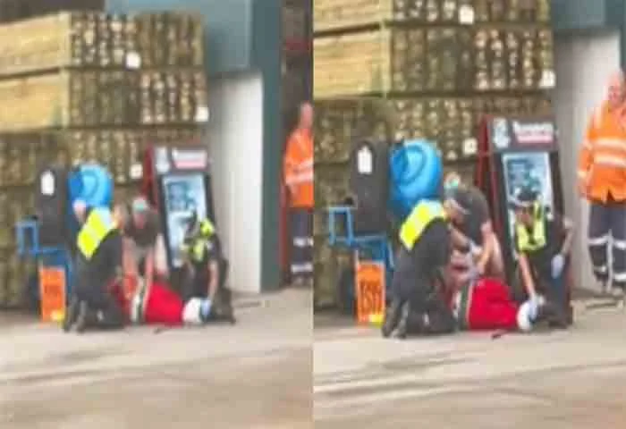 News,World,international,Australia,Police,Arrested,Social-Media,Video, Twitter,Police,Humor, Santa Claus Gets Pepper Sprayed And Arrested By Police At An Australian Hardware Store