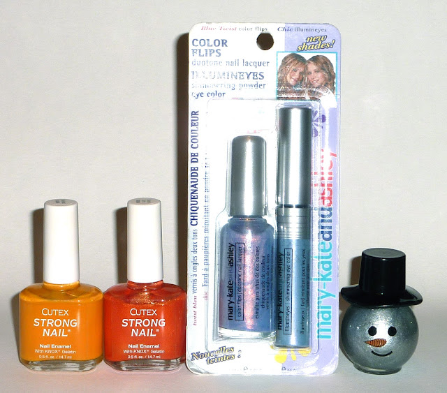 Cutex - Marigold & Orange Spritz, Mary-kate & Ashley - Blue Twist, Blue Cross - Snowman