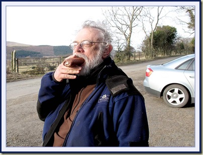 The Pie Man enjoys an occasional cigar