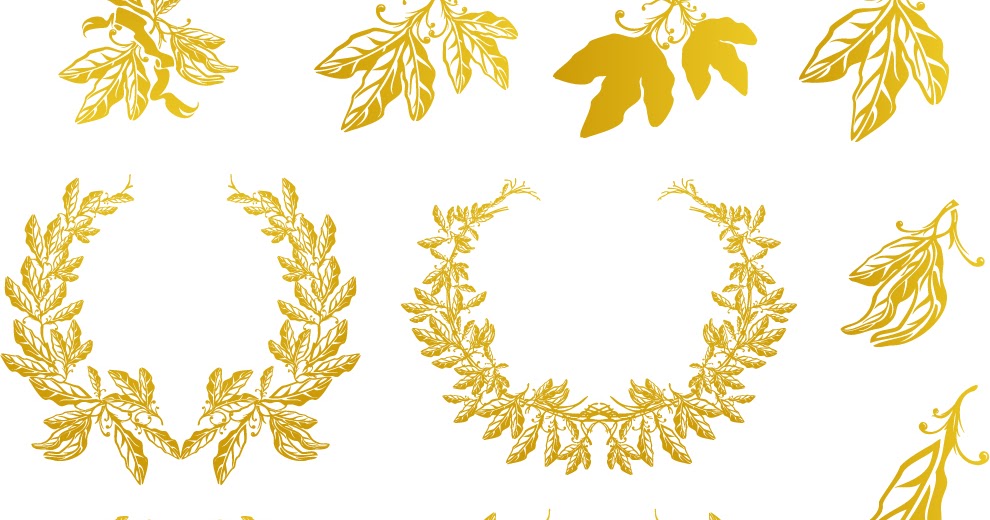 Ai Eps イラストレーター 美しい黄金の月桂冠 Golden Laurel Vector イラスト素材