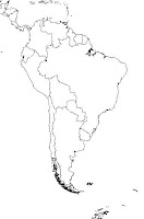 Black and white South America outline map