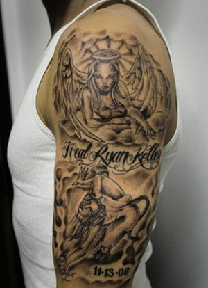There are a variety of angel tattoos available from the popular angel wings