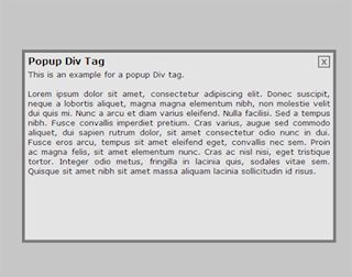 PopUp tag Div dengan tombol tutup menggunakan JavaScript dan DHTML