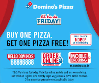 Dominos Pizza Buy 1 Get 1 Free