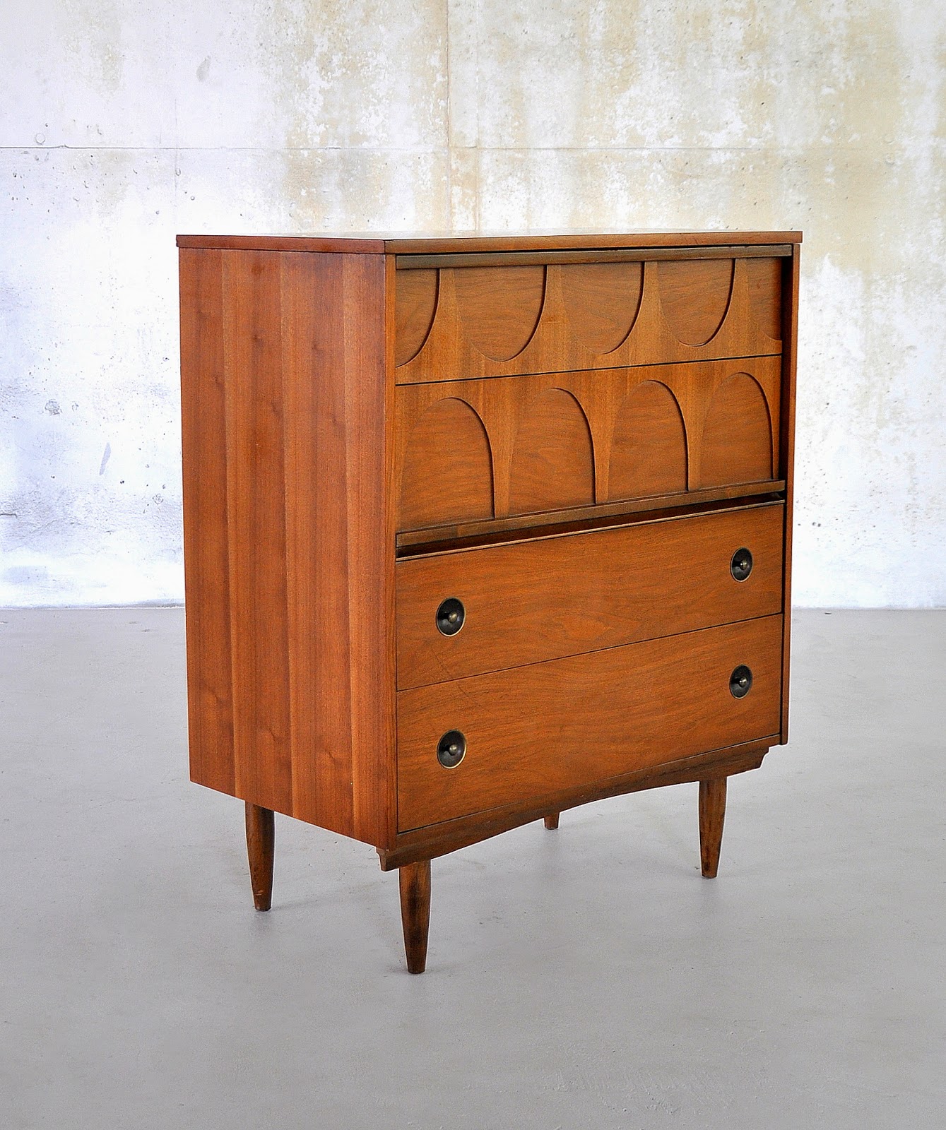 Mid Century Modern Walnut Highboy Or Gentleman's Chest Of Drawers