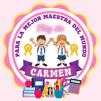 PIN de Maestra con nombre Carmen - Diseño 3