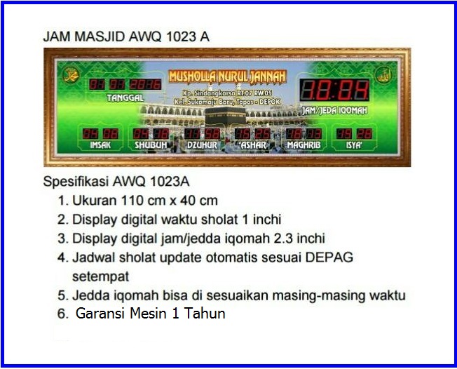 Toko Jam Jadwal Sholat Digital Masjid Di Cirebon - TELEPON ...