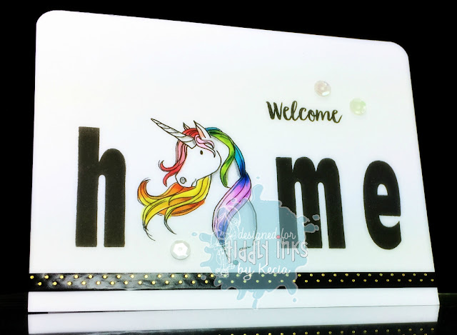 Tiddly Inks, Kecia Waters, unicorn, welcome home, Copic markers, rainbow