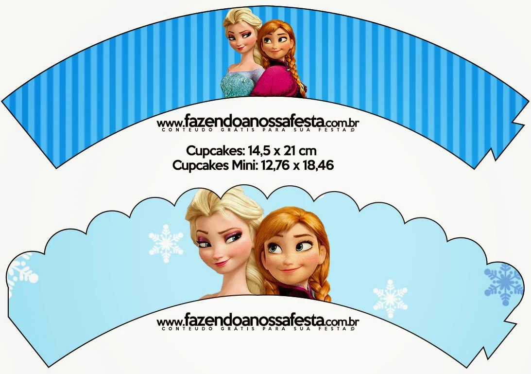 Wrappers para Cupcake de Frozen en Navidad Azul.