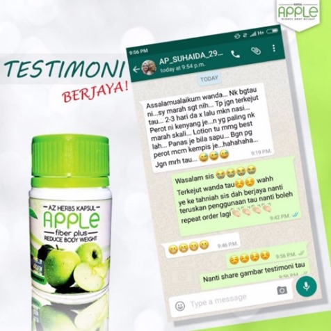 testimoni apple fiber plus 1