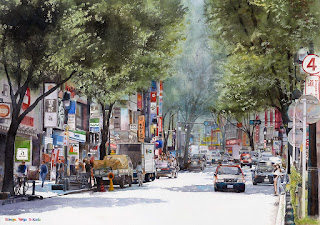 水彩画　渋谷道玄坂　Watercolor　Shibuya