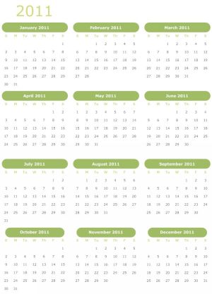 2011 calendar printable