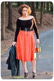 Erica B.'s DIY Style - Orange Midi Skirt