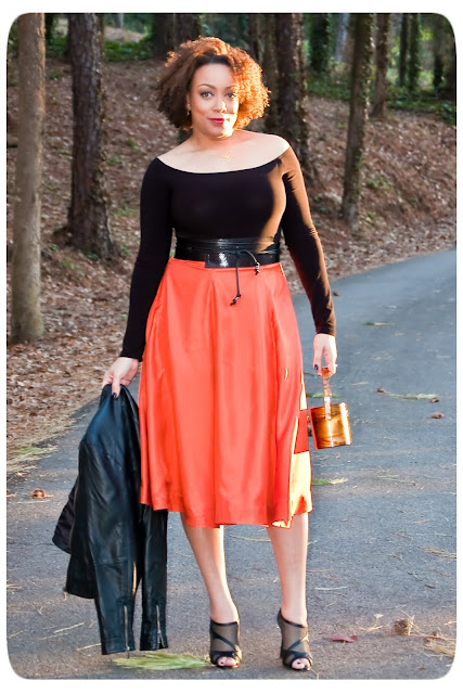 Erica B.'s DIY Style - Orange Midi Skirt