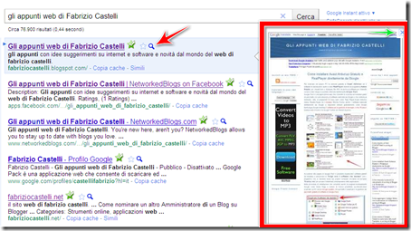 come vedere anteprima blog sito ricerca Google