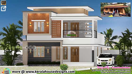 modern flat roof style 3 BHK house