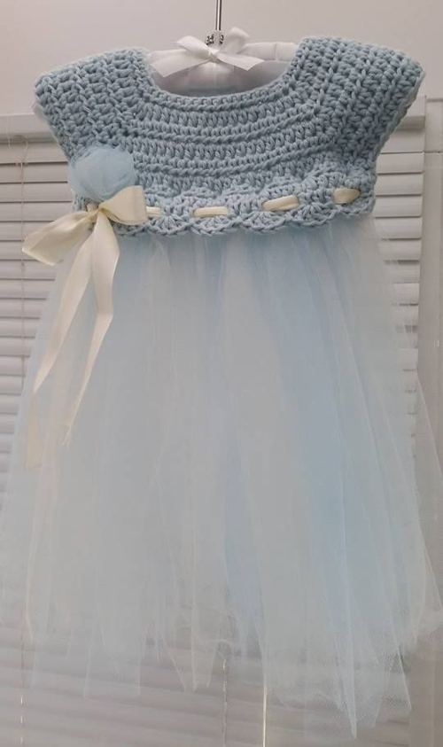 Crochet and Tulle Baby Dress - Free Pattern