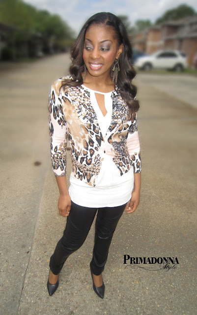How to wear what to wear with animal print leopard cardigan cream tunic blush