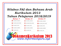 Silabus PAI dan Bahasa Arab Kurikulum 2013 Tahun Pelajaran 2018/2019