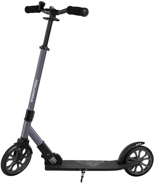 New Swagtron K8 Titan Folding Commuter Kick Scooter for Adults & Teens, Height-Adjustable, ABEC-9 Wheel Bearings.