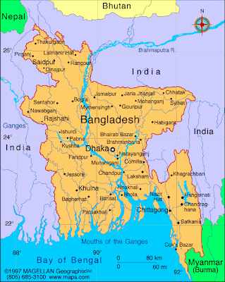 Carte de Bangladesh Région Province