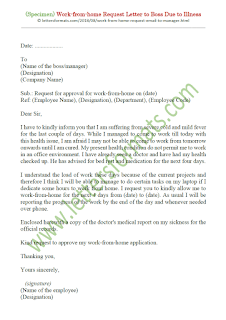 sample letter to boss asking for work from home