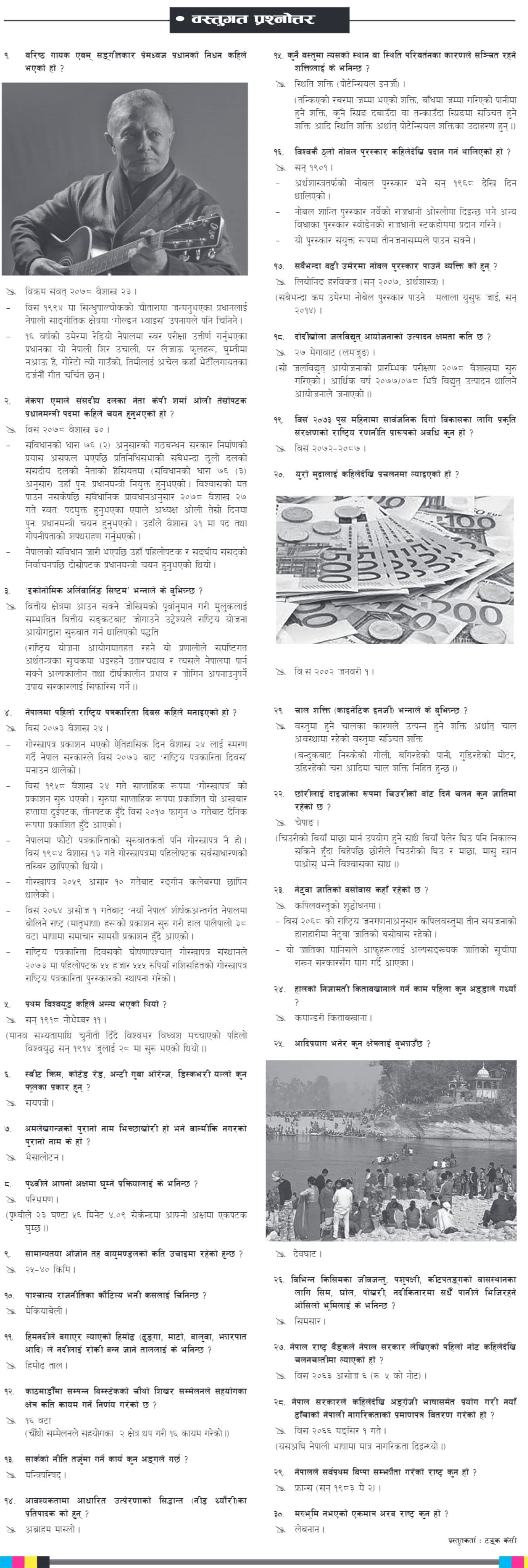 Gorkhapatra Bastugat Question 2079-02-12