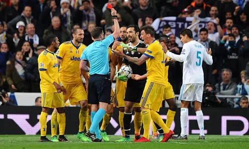 Buffon for the first time and also the last red card in the Champions League