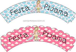 Pyjama Party  Free Printable Cupcake Wrappers. 