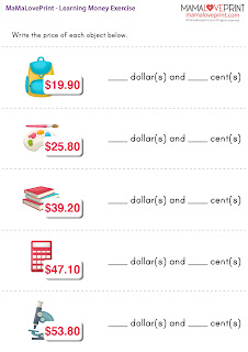 MamaLovePrint 自製工作紙 - 認識錢幣 Level 8 價錢牌和金額轉換工作紙 幼稚園常識 中文英文  Hong Kong Money Worksheets Level 8 - Learning Price Tag and Amount Learning Money Activities Exercise for Homeschooling Preschool Bilingual Worksheets Chinese English