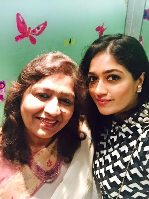 Meghana Raj with mother