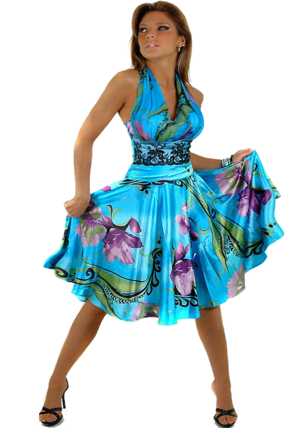 Modelo - Chica con vestid azul