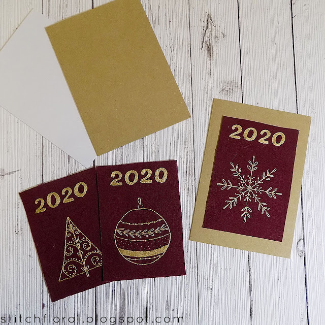 Winter hand embroidery postcards DIY