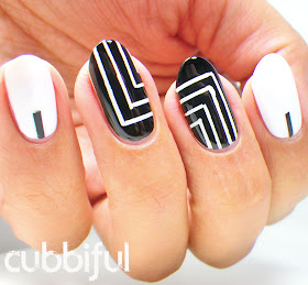 Black & White Abstract Tape Mani