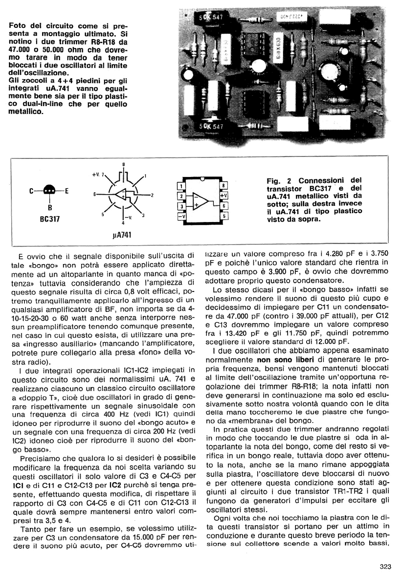 Nuova Elettronica n.73 1980  BONGO ELETRÔNICO com 741