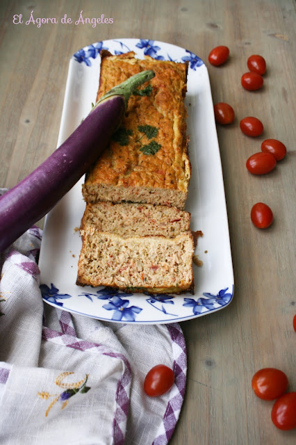 Pastel de brócoli, berenjena y atún