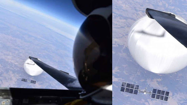 The photo shows the Chinese balloon as observed from a U2 plane on Feb 3.