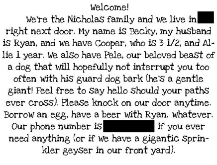 Neighbor Letter