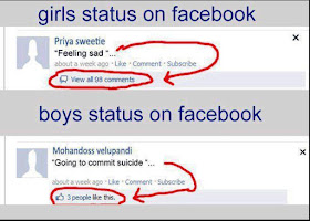 Girl updates status on Facebook