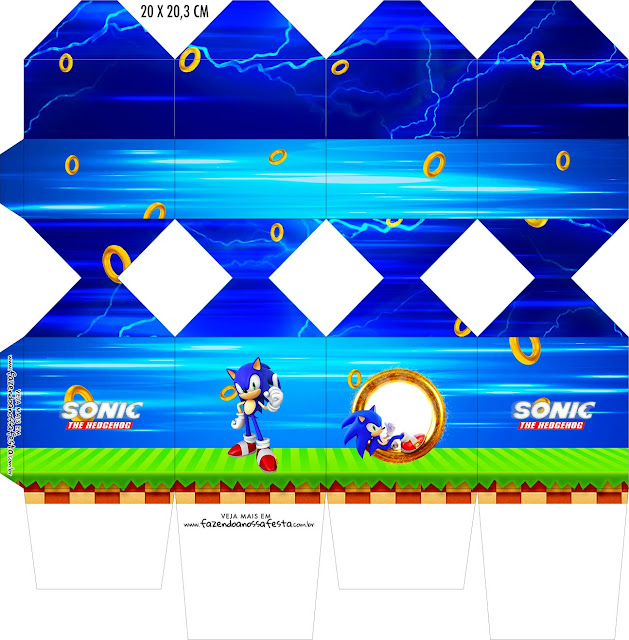 Fiesta de Sonic: Cajas para Imprimir Gratis.