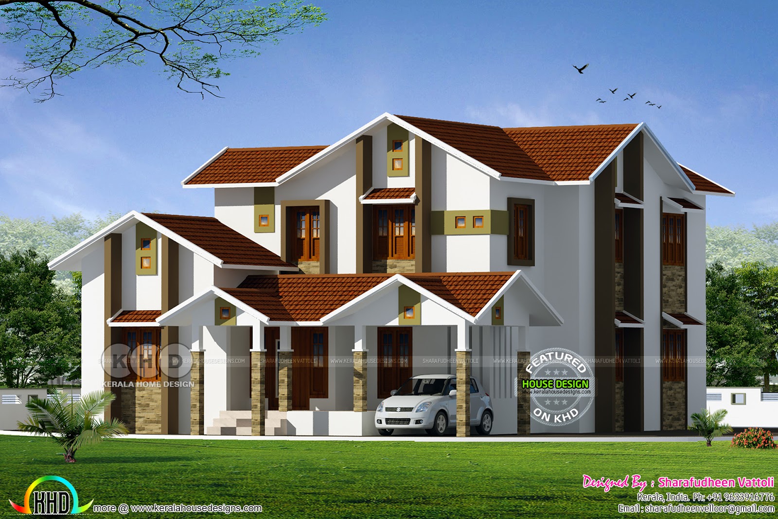 Modern home with floor plan and compound wall design - Kerala home design and floor plans - 8000 ...