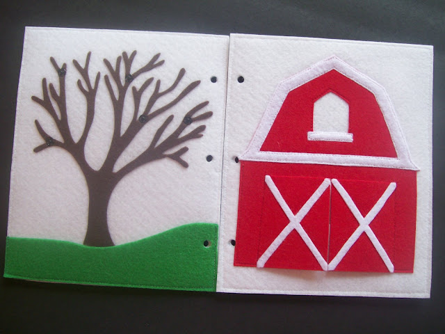 Homemade Quiet Book - Free Templates. Seasons Tree and Barn Pages