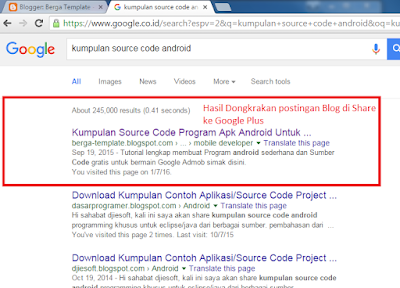 Cara Judul postingan blog bisa muncul di search engine google "Pencarian Google"