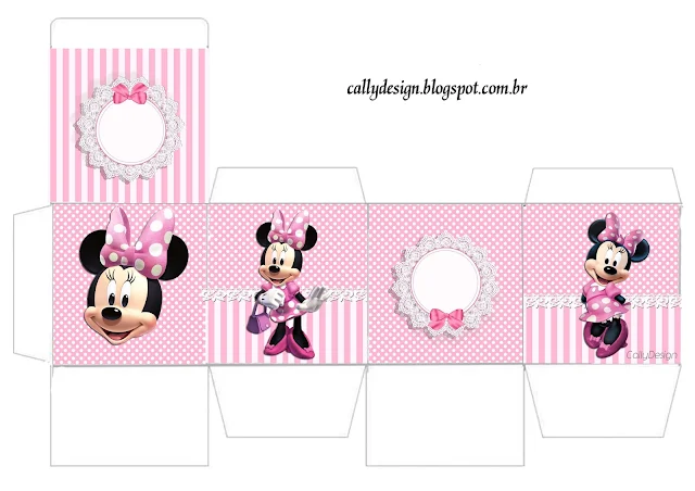 Minnie with Pink Stripes Free Printable Box.