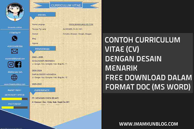 Contoh Curriculum Vitae Menarik Doc Ms Word [Free Download]