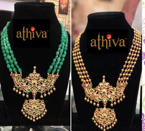 Coral Green Beads Long Chains by Athiva