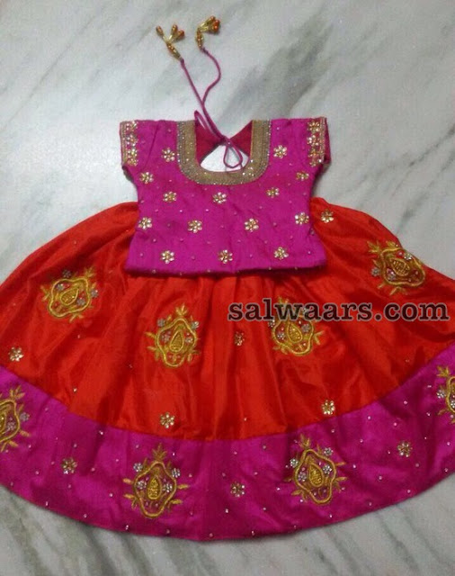 Orange Pink Dual Shade lehenga